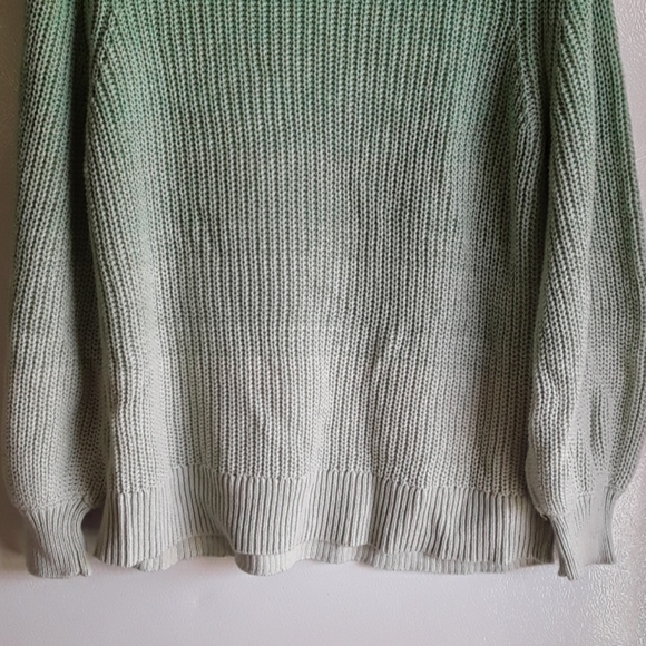 Ava & Viv Green Ombre Pullover Knit Tunic Cotton Crew Neckline Sweater - Picture 8 of 11